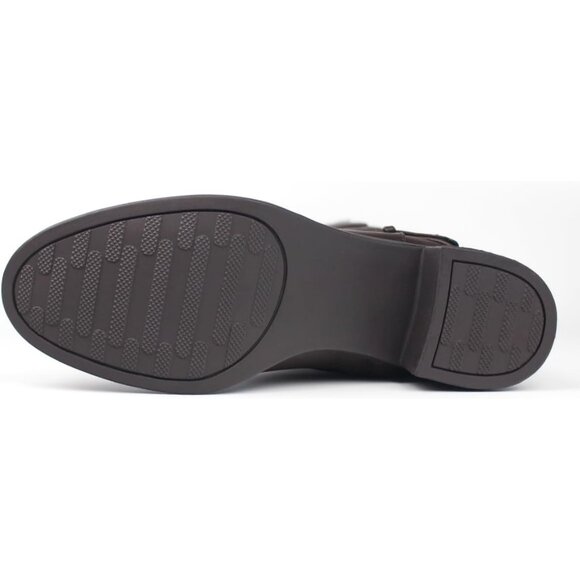 ⚡Women's Dark Brown Comfort Extra Wide Calf Pull On Side Zipper Knee High Boots - Picture 5 of 6